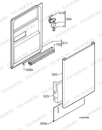 Взрыв-схема посудомоечной машины Husqvarna Electrolux QB962W - Схема узла Door 003